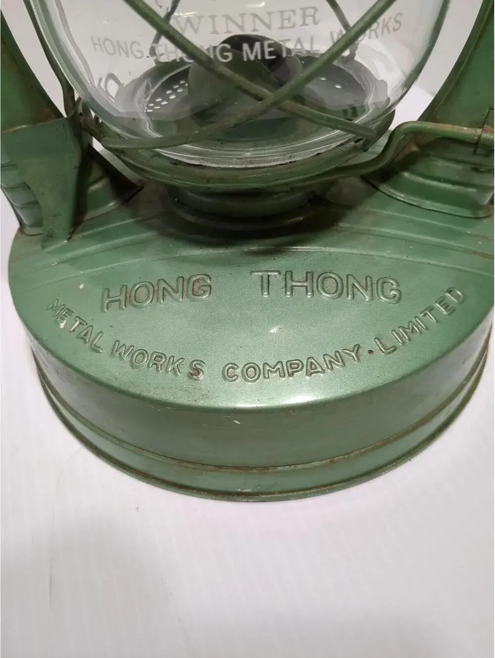 Collectible Hong Thong No. 462 Green Hurricane Lantern Vintage Oil Lamp Thailand